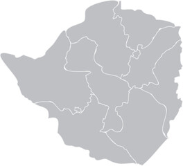 Obraz premium Zimbabwe map outline divided by provinces 