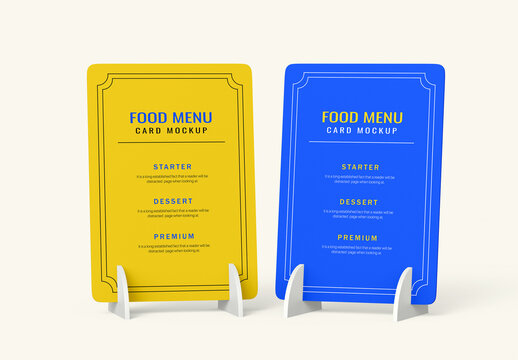 Two Realistic Food Menu Card Mockup