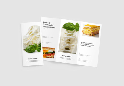 Open Closed Trifold Brochure Mockup
