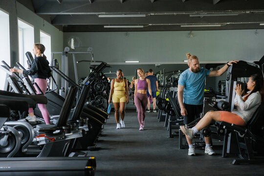 People work out at the gym