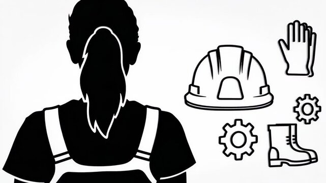 Industrial Worker Safety Equipment Illustration.