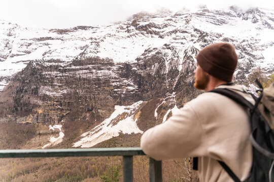 Hiker avalanche  mountains