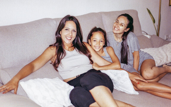 35 mm film portrait of three women at home