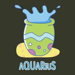 Naklejka premium Aquarius Zodiac Vector Icon Illustration Dark Background