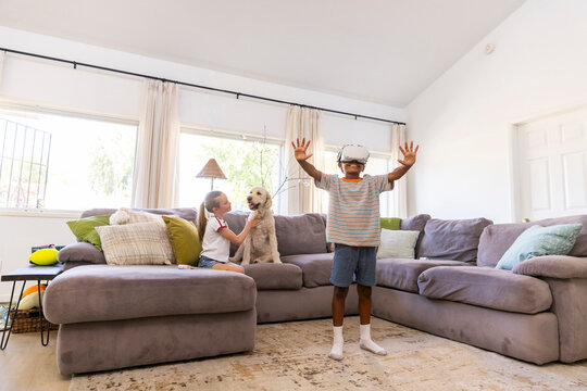 Virtual Reality headset living room  fun child 