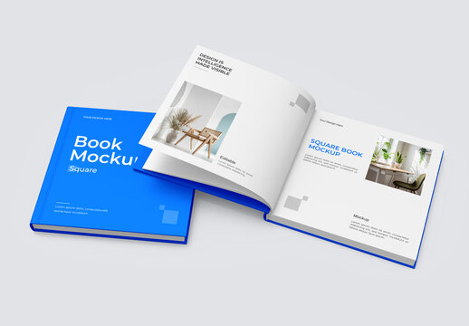 Square Book Mockup Template