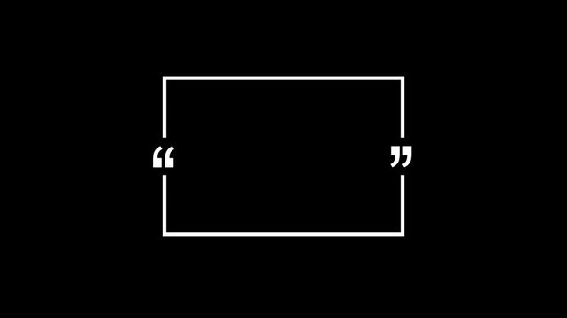 White minimalist quote template animation isolated on black background