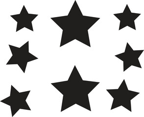 Fototapeta premium A collection of seven black stars on a white background