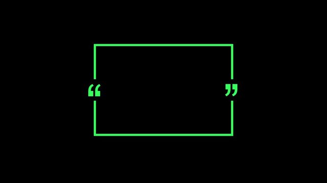 Green minimalist quote template animation isolated on black background