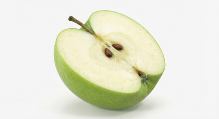 Half Green Apple with Seeds on Background slice