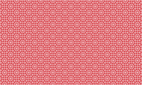 6角形を12角形で囲ったパターンの赤い格子柄