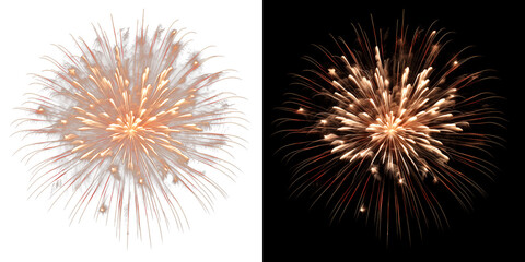 Orange firework explosion burst on black and transparent background © Ontime Rahela