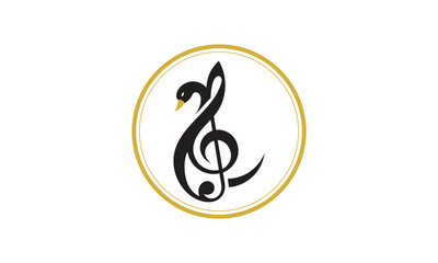 Obraz premium Elegant Swan Music Logo Design with G-Clef Symbol