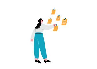 チェックリストを確認するビジネス女性