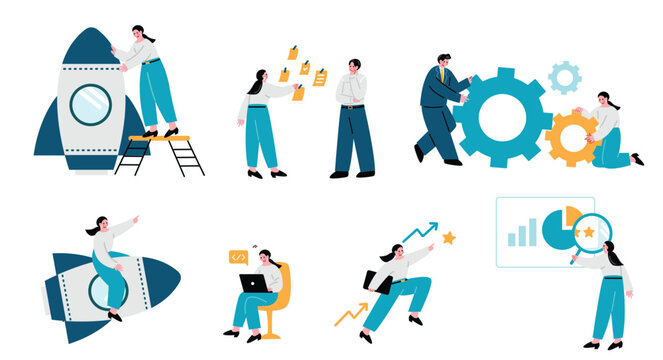 ビジネス女性のイラストセット