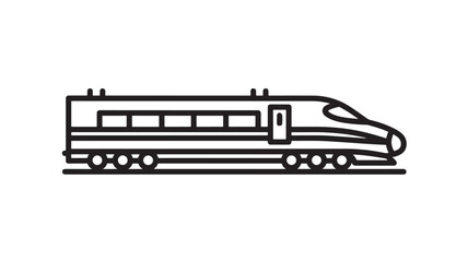 Train high speed passenger rail icon in black outline, modern bullet train side view pictogram for transport apps, travel signage, subway and metro design