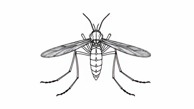 Mosquito Illustration Animation on White Background.