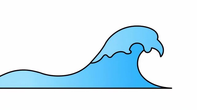 Ocean Wave Animation Blue Water Illustration.