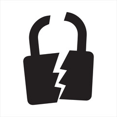 Black Broken or cracked lock icon isolated. Unlock sign. Vector Illustration © Sonda
