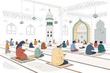 Crisp Diverse Muslim Community Mosque Inclusive Wor Premium Digital Asset