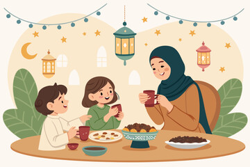 Family Love And Togetherness Ramadan Warm Nig Professional Photo Great for Commercial Projects