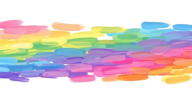 Vibrant rainbow brush strokes on white background
