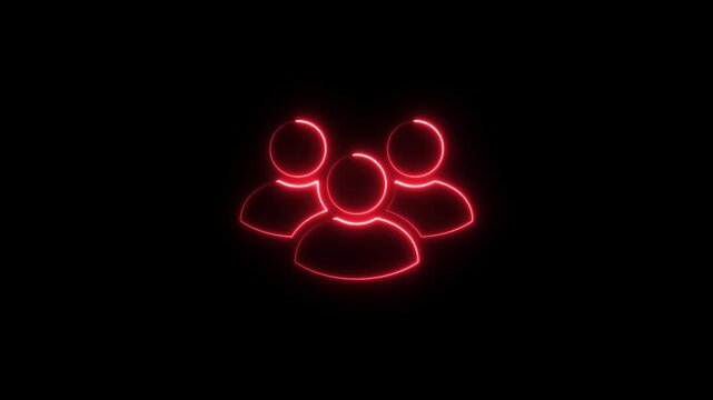 Glowing Neon Group Glyph Icon Animation on Dark Background