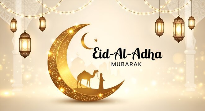 Eid al Adha Mubarak Islamic festival social media banner and Eid Mubarak Post Template