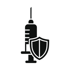 Syringe and shield icon symbolizing vaccination and protection, ui elements