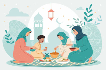 Elegant Ramadan Unity And Harmony Muslim People Soft High-Quality Stock Image