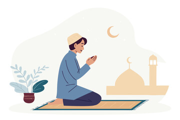 Showcasing Spiritual Moment During Salah Calm And Peaceful Beautiful Professional Photo