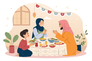 Dynamic Togetherness Muslim Community Ramadan Warm Premium Digital Asset