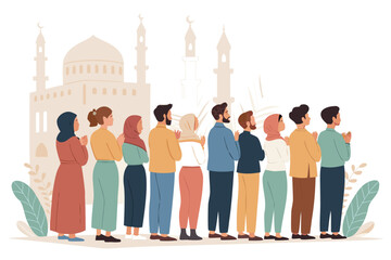 Brotherhood Prayer Standing Straight Rows Creative Visual Suitable for Design