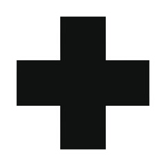 Obraz premium Black medical cross symbol on isolated, ui elements