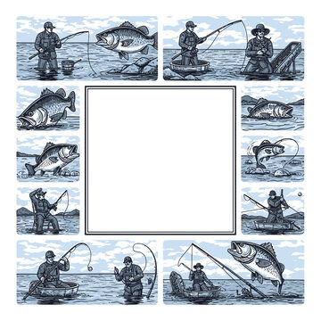 Fishing Scenes Collage Template