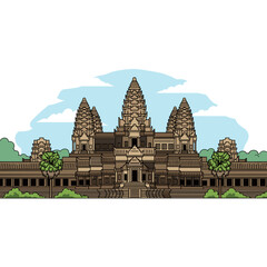 Obraz premium Scenic Architectural Landscape of Angkor Wat Cambodian Temple