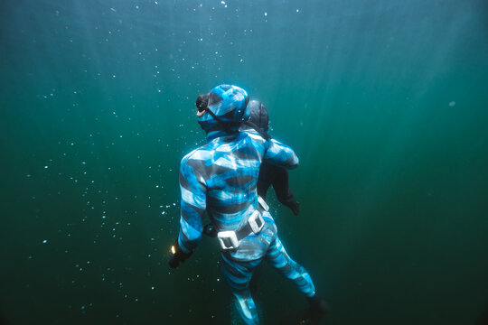 Underwater Rescue Procedure During Freedive Training