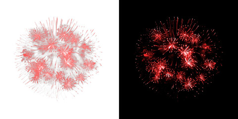 Red fireworks explosion on dark background abstract celebration lights © Ontime Rahela