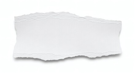 Torn White Craft Paper with Rough Edges Isolated