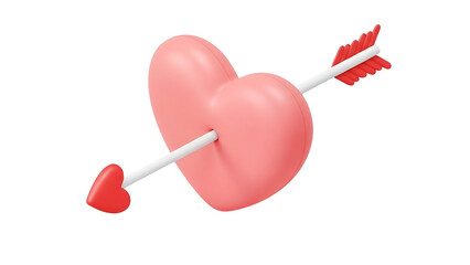 Broken red heart with arrow pierced isolated on transparent background