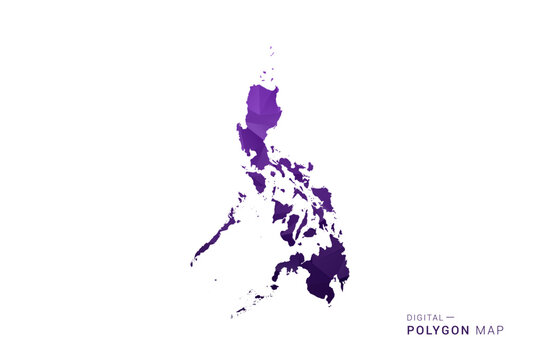 Philippines Map - Polygon Style Vector Illustration in Deep Purple Gradient, Low Poly Geometric Design, Isolated on White Background for Infographics and Digital Use.