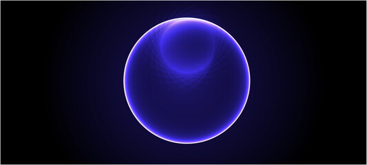Blue and purple neon 3d sphere of gradient waves and glowing particles. Abstract technology concept, Artificial Intelligence, engineering, big data, abstract blue background © nijom