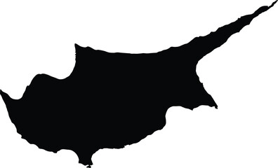 Black silhouette map of Cyprus island isolated on white background, detailed geographic outline for travel, cartography, design, infographic, and location concepts vector illustration template © MSTALIFNUR