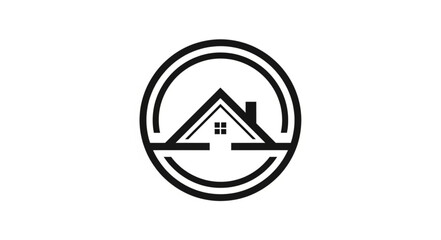 Fototapeta premium Circular house logo design with a minimalist aesthetic and modern style.