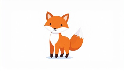 Obraz premium Cute Cartoon Fox Illustration on White Background.