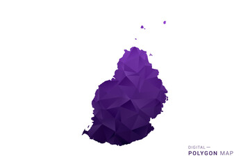 Mauritius Map - Polygon Style Vector Illustration in Deep Purple Gradient, Low Poly Geometric Design, Isolated on White Background for Infographics and Digital Use. © Whatever