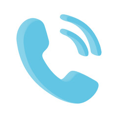 Obraz premium 3D Icon Blue Phone Call Communication Symbol Isolated High Quality Render Transparent Background
