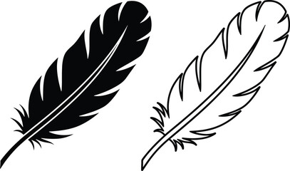 Two black and white feather line art design, minimalist feather drawing, vector illustration Vector © Md sajjad Hossain