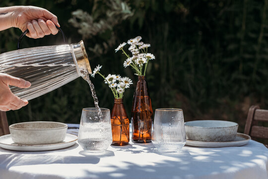 Summer evening outdoor dinner