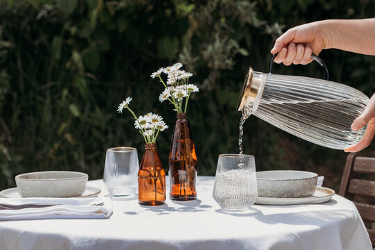 Summer evening outdoor dinner